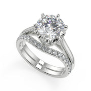 Hannah 6 Claw Crown Solitaire Round Cut Diamond Engagement Ring - Nivetta
